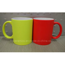 Caneca cerâmica da cor de néon nova, caneca de néon, caneca fluorescente